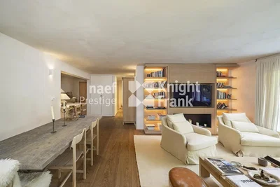 Living room; wood floor, fireplace, natural light, modern style