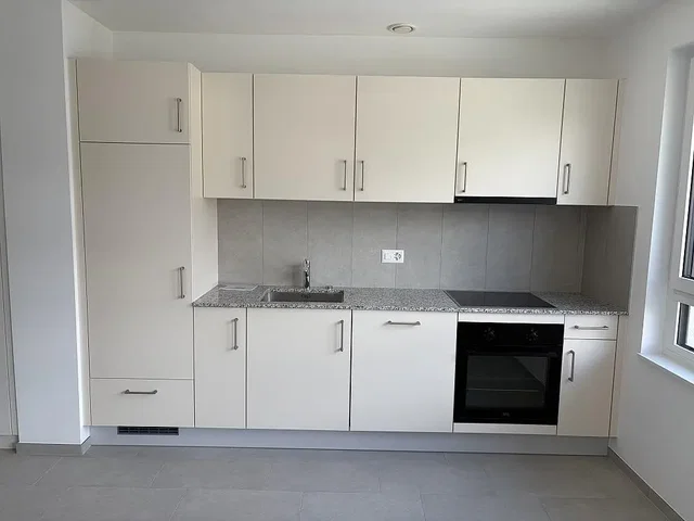Kuchyně; kuchyňské spotřebiče, dlažba, po rekonstrukci, přirozené světlo