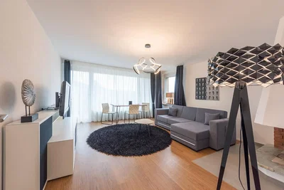 Living room; wood floor, natural light, modern style