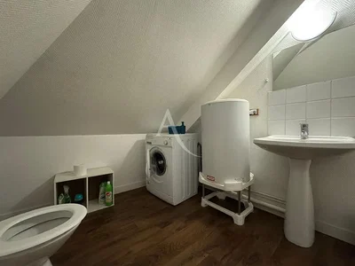 Toilet; tile floor, wood floor, water heater