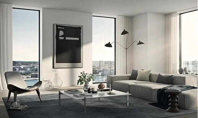 Living room; view, natural light, modern style