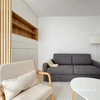 Living room; modern style, wood beams, natural light