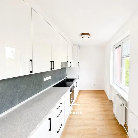 Keuken; keukenapparatuur, houten vloer, natuurlijk licht
