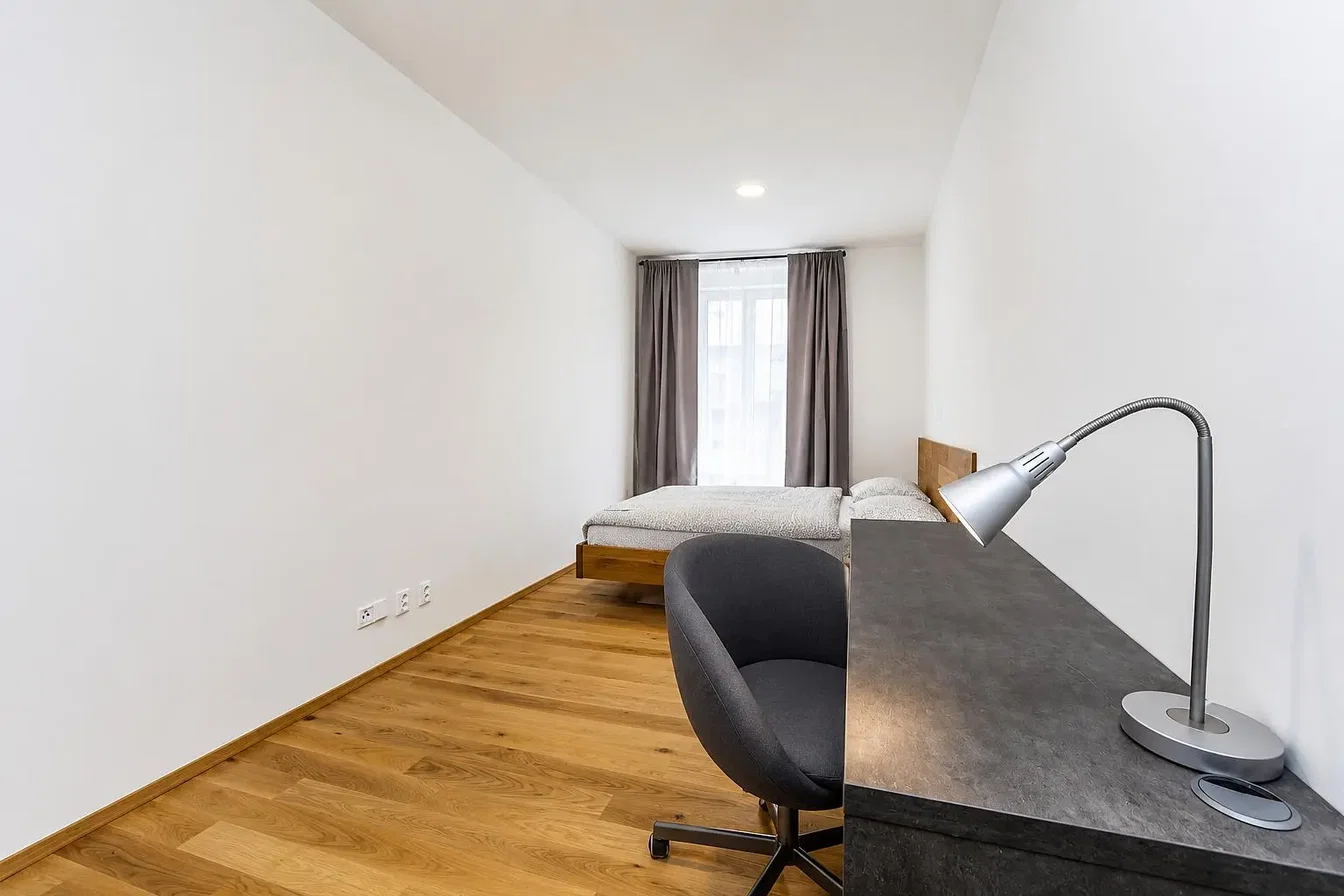 Bedroom; wood floor, natural light