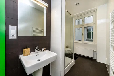 Bathroom; tile floor, renovated, natural light