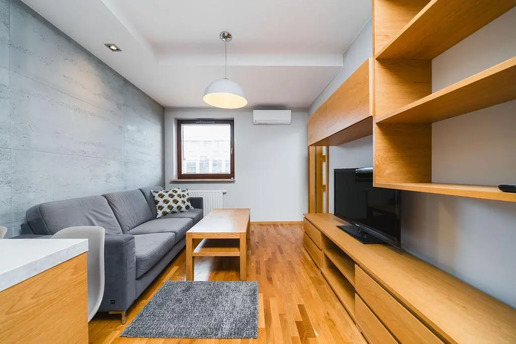 Oturma odası; ahşap zemin, doğal ışık, modern stil