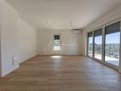 Living room; wood floor, natural light, view