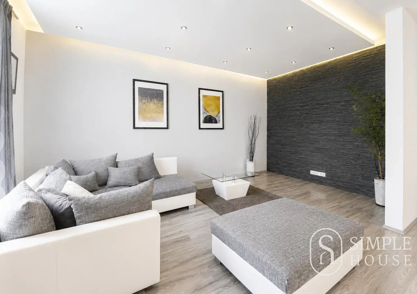 Living room; natural light, modern style, wood floor
