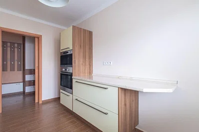 Kitchen; kitchen appliances, wood floor, renovated, natural light