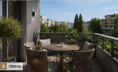 Terrasse; blick, tageslicht, moderner stil