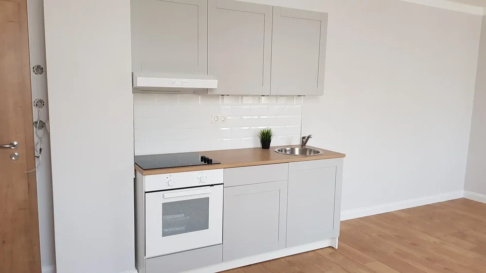 Kitchen; kitchen appliances, wood floor, natural light