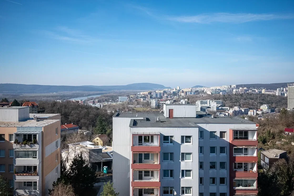 House and surroundings; view