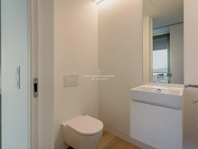 Toilet; wood floor, natural light