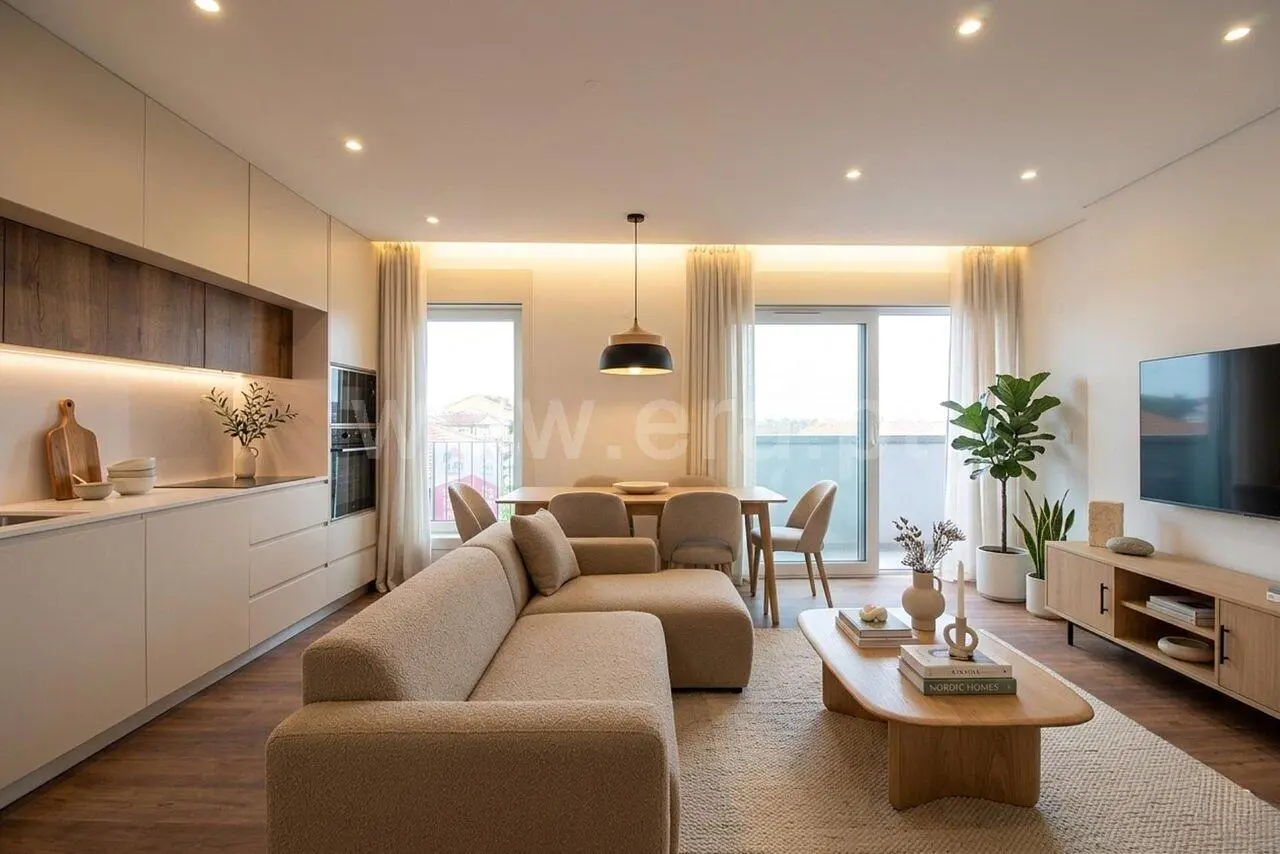 Oturma odası; doğal ışık, modern stil, ahşap zemin