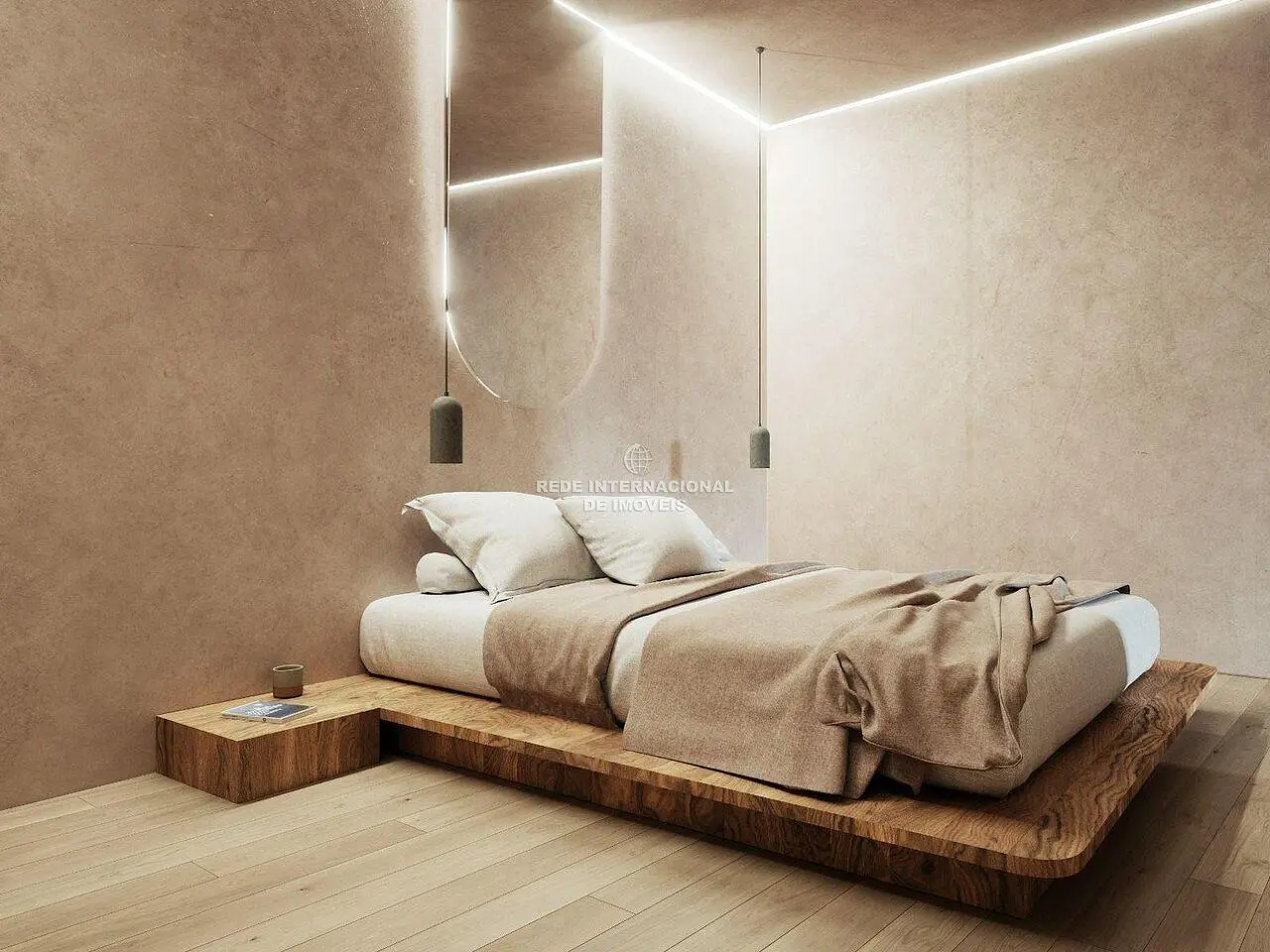Schlafzimmer; holzboden, tageslicht, moderner stil