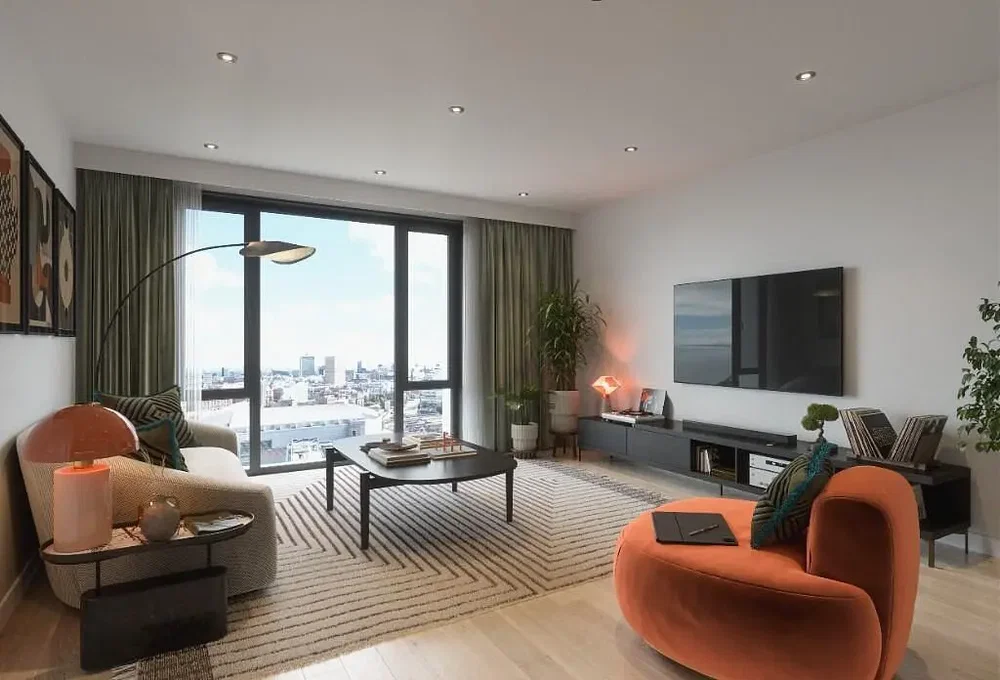 Wohnzimmer; blick, tageslicht, moderner stil