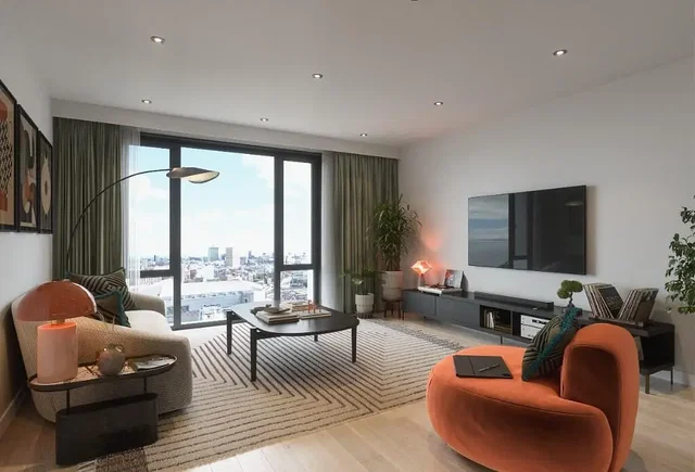 Woonkamer; uitzicht, natuurlijk licht, moderne stijl