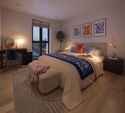 Schlafzimmer; holzboden, tageslicht