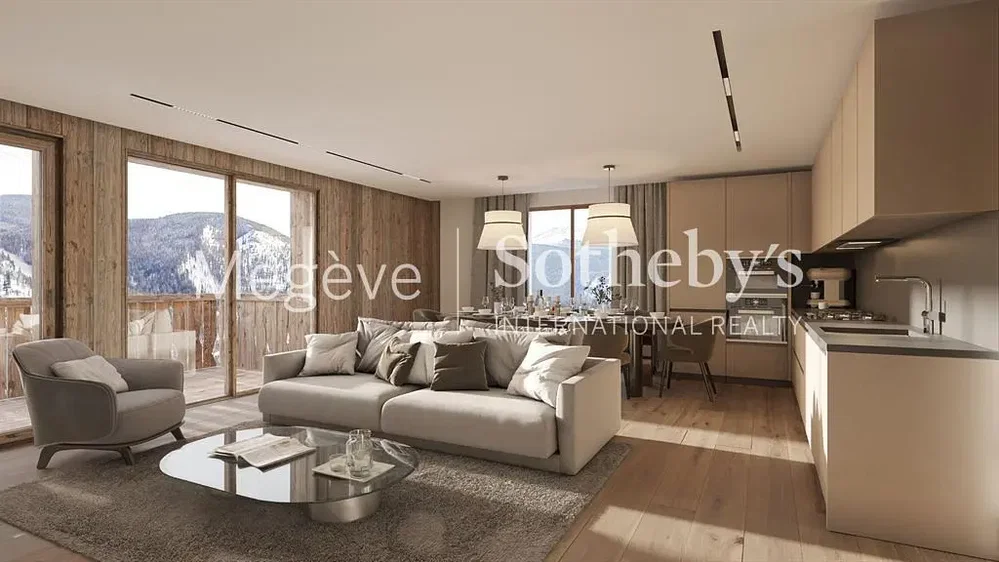 Wohnzimmer; blick, küchengeräte, tageslicht, moderner stil, holzboden