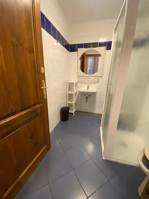 Toilette; pavimento in piastrelle, luce naturale