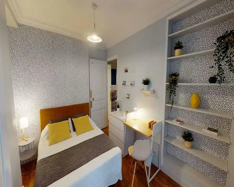 Bedroom; wood floor, natural light