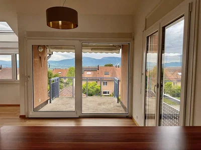 Living room; view, wood floor, natural light