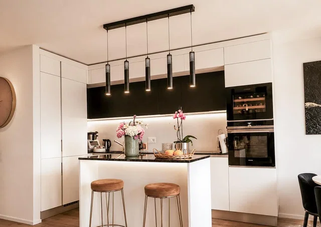 Cuisine; électroménager, lumière naturelle, style moderne
