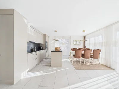 Kitchen; kitchen appliances, tile floor, natural light