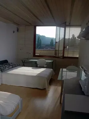 Camera da letto; pavimento in legno, luce naturale, vista
