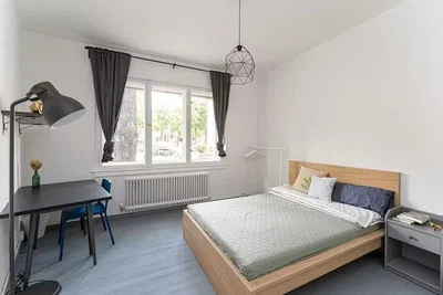 Camera da letto; luce naturale, pavimento in legno