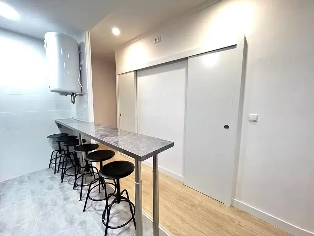 Kitchen; tile floor, natural light, renovated