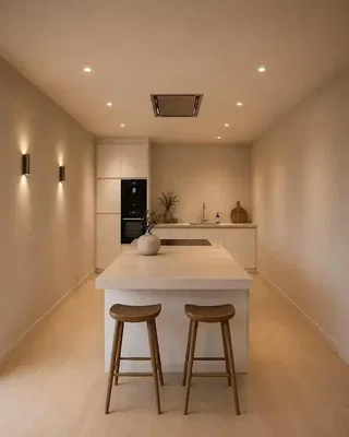 Cuisine; électroménager, lumière naturelle, rénové, style moderne