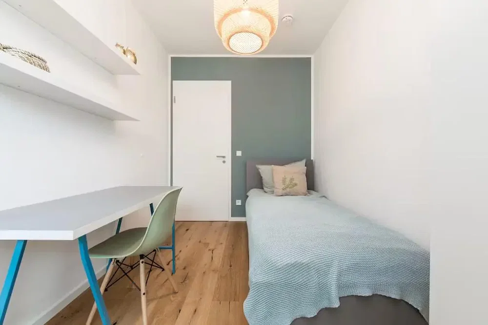 Bedroom; wood floor, natural light
