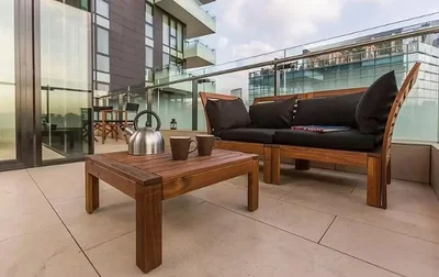 Terrasse; blick, tageslicht, moderner stil, holzboden