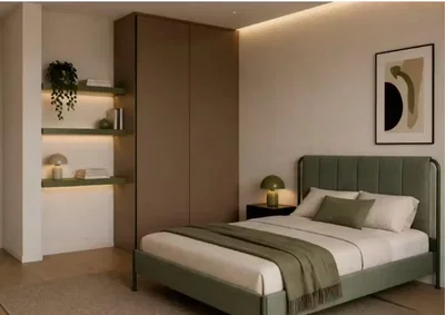 Yatak odası; modern stil, ahşap kirişler, doğal ışık
