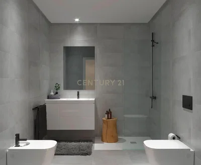 Banyo; fayans zemin, doğal ışık