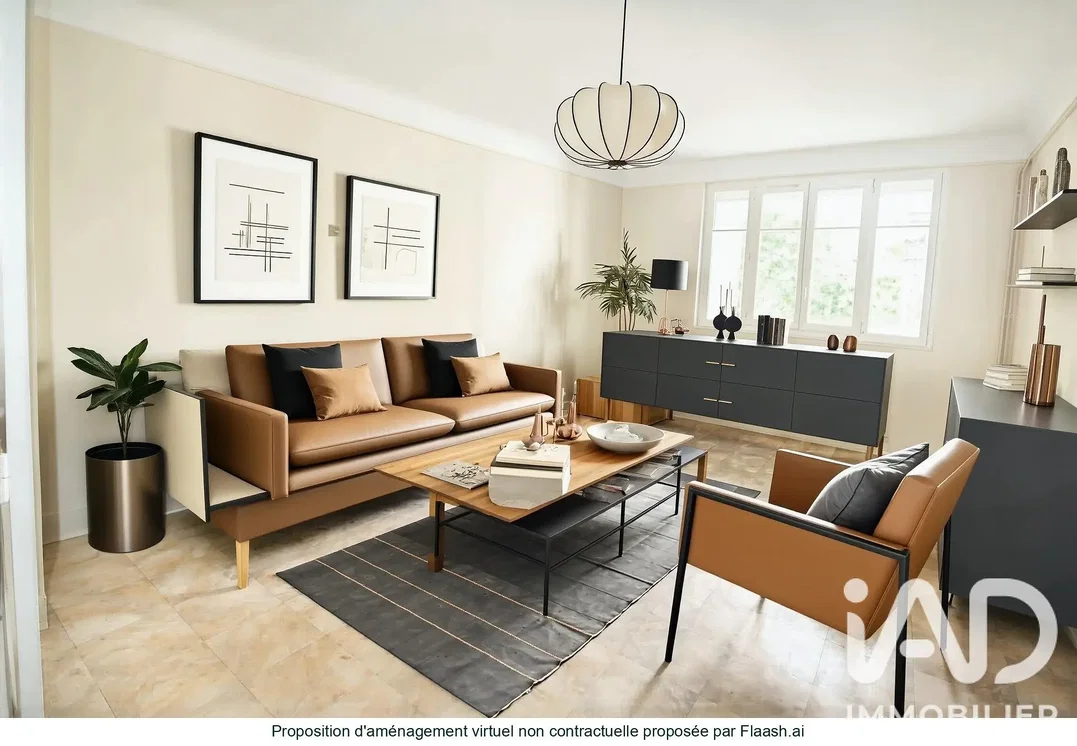Living room; tile floor, natural light, modern style