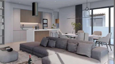 Wohnzimmer; tageslicht, moderner stil, küchengeräte