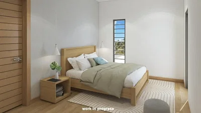 Schlafzimmer; tageslicht, holzboden, moderner stil