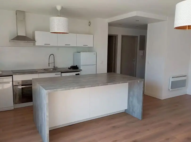 Cuisine; électroménager, parquet, lumière naturelle, style moderne
