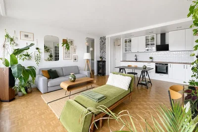 Salon; lumière naturelle, style moderne, parquet