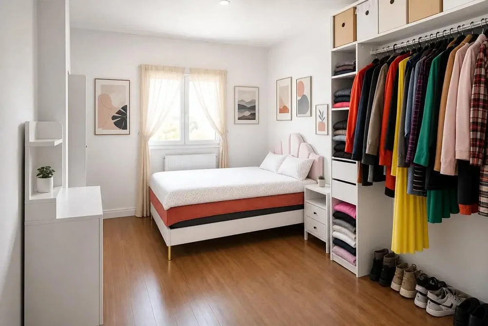 Chambre; lumière naturelle, parquet