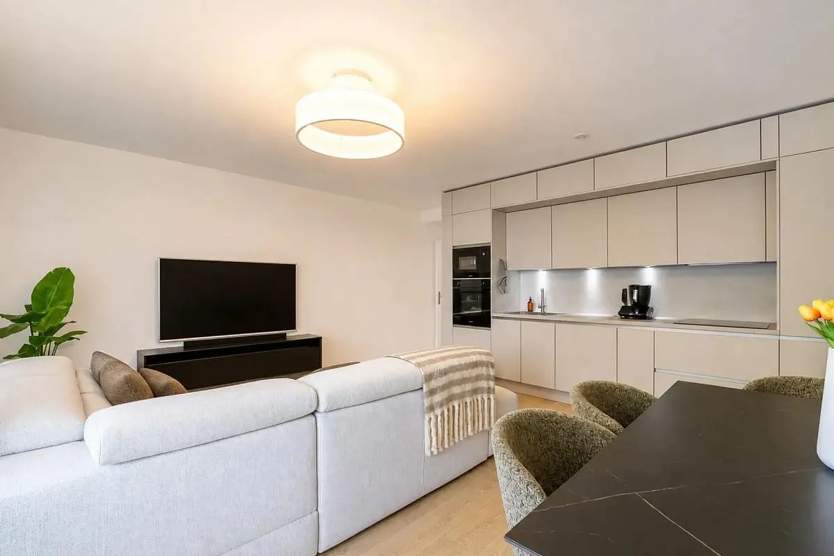 Wohnzimmer; tageslicht, moderner stil, küchengeräte