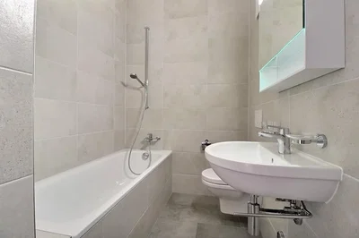 Bathroom; tile floor, renovated, natural light