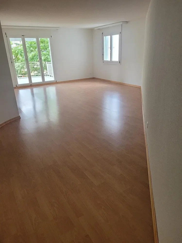 Living room; wood floor, natural light, view