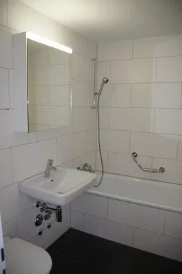 Bathroom; tile floor, natural light