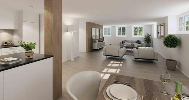 Sala de estar; vista, eletrodomésticos, luz natural, estilo moderno, chão de madeira
