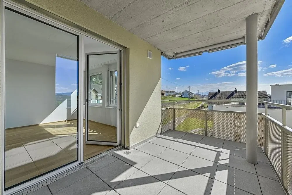 Balcony; view, tile floor, natural light