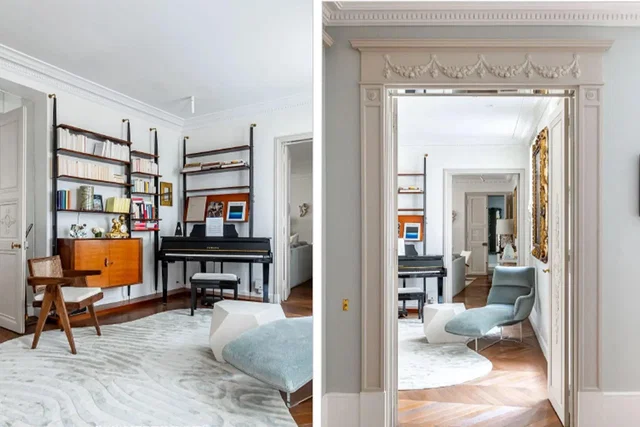 Woonkamer; houten vloer, natuurlijk licht, moderne stijl