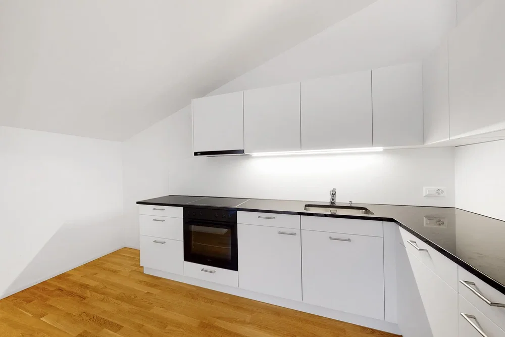 Kitchen; wood floor, natural light, renovated